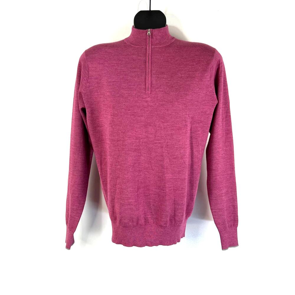 Peter Millar Crown Crafted Cashmere Quarter Zip Pullover Long Sleeve Knit Pink